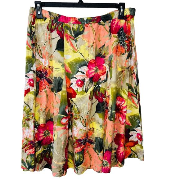 Koret Woman Side Zip Tropical Floral A Line Colorful Bright Skirt Size 18W - Picture 2 of 7